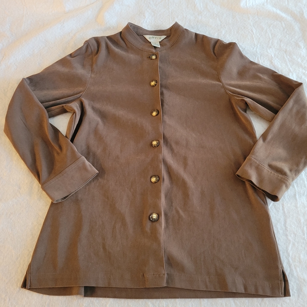 Orvis Women's Button Up Blouse Size 12 Brown.